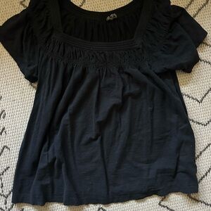Anthropologie Black Square Neck Blouse